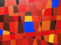 Andrés Hermosilla-Soliz. Chile, 1958. Zoco de Marrakech, téc. Mixta sobre tela, 100 x 120 cm., 2013. Actualmente en exhibición.